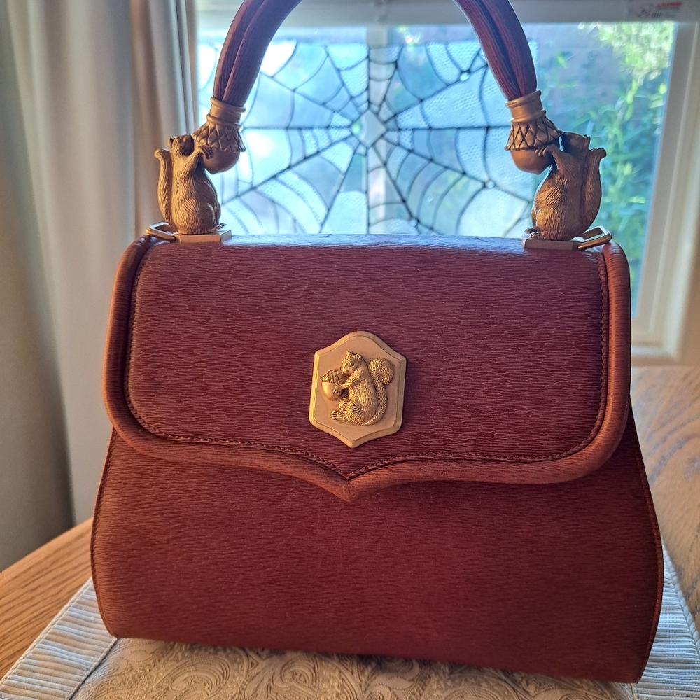 SOLD-Kieselstein-Cord Brown Squirrel Handbag